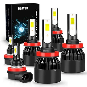 For 2008-2014 Cadillac CTS Sedan 6X 6000K LED Headlight Bulbs Hi/Low + Fog Light