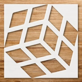 3D Cube Design Geometric Wall Art Reusable Plastic Stencil - StencilAir 3D Cube Design Geometric Wall Art Reusable Plastic Stencil - StencilAir