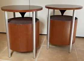 2W52-148A Round Teak Wood Speaker Tables Sound Lloyd