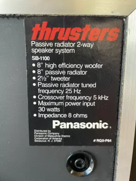 RQX-P84 PANASONIC Thrusters Passive Radiator Speaker #2 RQX-P84 PANASONIC Thrusters Passive Radiator Speaker #2