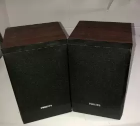 MCM196D PHILIPS Wood Grain Classy Bookshelf Speaker Set #3 MCM196D PHILIPS Wood Grain Classy Bookshelf Speaker Set #3