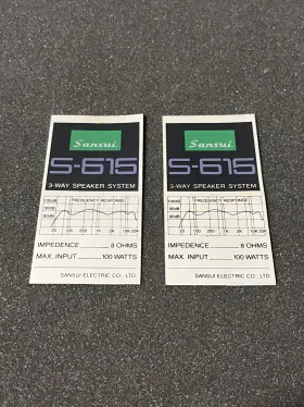 S-615 SANSUI Speaker Specification Labels