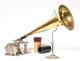 Near Mint 1898 Columbia Q Phonograph w/Table Crane & Orig. 14" All-Brass Horn