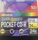 Brand New Memorex Cool Colors Pocket 210MB CD-R 10 Pack w/ Jewel Case