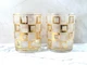 Culver Oxford Lowball Glasses Pair MCM 14 Oz Frosted Squares Gold Overlay 1960s Culver Oxford Lowball Glasses Pair MCM 14 Oz Frosted Squares Gold Overlay 1960s