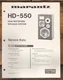 Marantz HD-550 Speaker Service Manual *Original* Marantz HD-550 Speaker Service Manual *Original*
