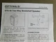 Optimus STS 50 Two-Way Bookshelf Speaker - 1994 Instruction