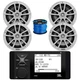 JBL Marine Bluetooth Stereo Receiver, 6.5" 225W Max White Speaker (QTY 4) w/Wire