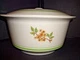 Vtg. 1960's Oxford Casserole & lid Yellow Flowers Green Trim Ceramic Stoneware Vtg. 1960's Oxford Casserole & lid Yellow Flowers Green Trim Ceramic Stoneware