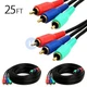 2x COMPONENT VIDEO CABLE 3 RCA 25 FT RGB HDTV DVD VCR 25 FT