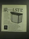 1974 AR Acoustic Research LST-2 Speakers Ad - AR proudly introduces the LST-2 1974 AR Acoustic Research LST-2 Speakers Ad - AR proudly introduces the LST-2