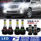 For 2008-2014 Cadillac CTS Sedan 6* 6000K LED Headlight Bulbs Hi/Lo + Fog Light