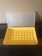 vintage tupperware storage container w/ lid yellow 1292-8 flat hot dog keeper EC