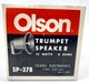 OLSON SP-378 6" Trumpet Speaker 15 Watts Olson Electronics Ohio NOS Vintage