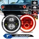 For Ford Mustang 1965-1973 7" inch Round LED Headlights RED Halo DRL Angel Eyes For Ford Mustang 1965-1973 7" inch Round LED Headlights RED Halo DRL Angel Eyes